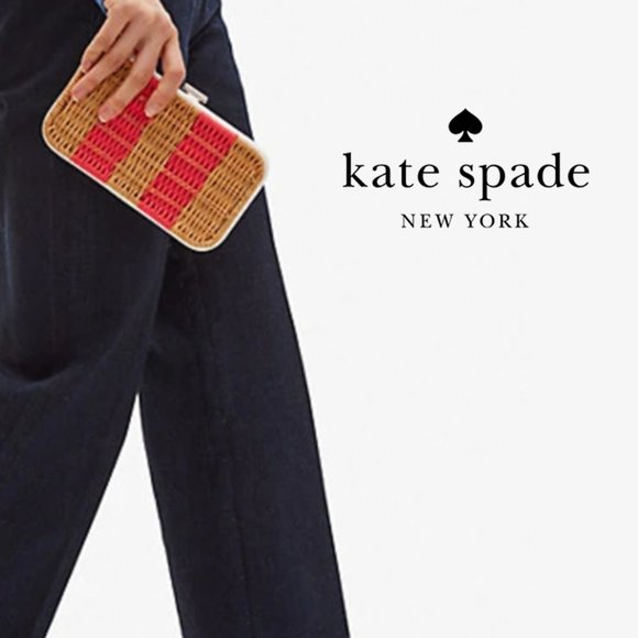 NWT KATE SPADE Wicker Kit Clutch Crossbody - Picture 2 of 15
